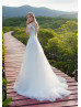 Beaded Ivory Lace Tulle Flowing Wedding Dress